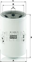 Mann-Filter W 925/1 - Филтър, работна хидравлика vvparts.bg