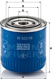 Mann-Filter W 920/48 - Маслен филтър vvparts.bg