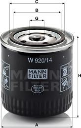 Mann-Filter W 920/14 - Маслен филтър vvparts.bg