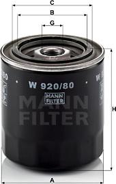 Mann-Filter W 920/80 - Маслен филтър vvparts.bg