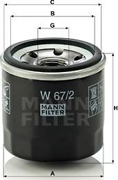 Mann-Filter W 67/2 - Маслен филтър vvparts.bg