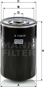 Mann-Filter W 1150/91 - Филтър, работна хидравлика vvparts.bg