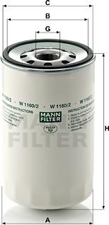 Mann-Filter W 1160/2 - Маслен филтър vvparts.bg