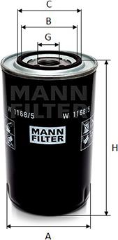 Mann-Filter W 1168/5 - Маслен филтър vvparts.bg