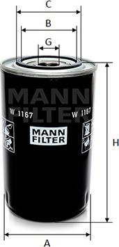 Mann-Filter W 1167 - Маслен филтър vvparts.bg