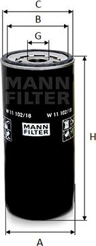 Mann-Filter W 11 102/18 - Маслен филтър vvparts.bg