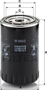 Mann-Filter W 840/2 - Маслен филтър vvparts.bg