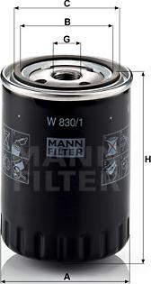 Mann-Filter W 830/1 - Маслен филтър vvparts.bg