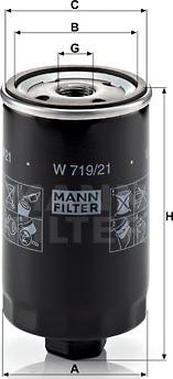 Mann-Filter W 719/21 - Маслен филтър vvparts.bg