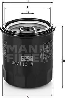 Mann-Filter W 711/80 - Маслен филтър vvparts.bg