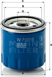 Mann-Filter W 712/16 - Маслен филтър vvparts.bg