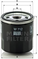 Mann-Filter W 712 - Маслен филтър vvparts.bg