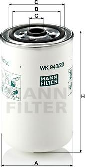 Mann-Filter WK 940/20 - Горивен филтър vvparts.bg