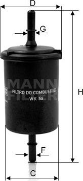Mann-Filter WK 58 - Горивен филтър vvparts.bg