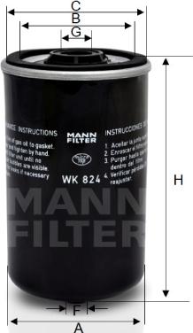 Mann-Filter WK 824 - Горивен филтър vvparts.bg