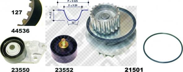 Mapco 41536 - Водна помпа+ к-кт ангренажен ремък vvparts.bg