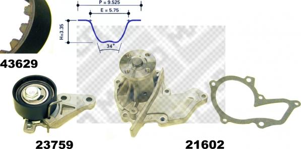 Mapco 41629 - Водна помпа+ к-кт ангренажен ремък vvparts.bg