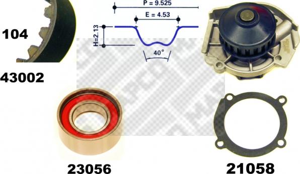 Mapco 41002 - Водна помпа+ к-кт ангренажен ремък vvparts.bg