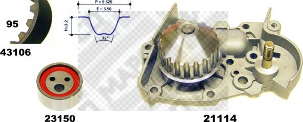 Mapco 41106/1 - Водна помпа+ к-кт ангренажен ремък vvparts.bg