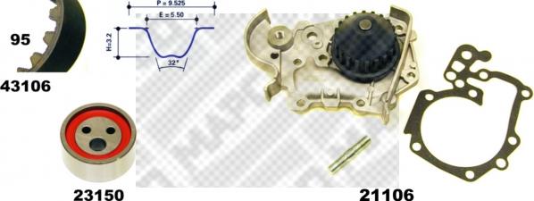 Mapco 41106 - Водна помпа+ к-кт ангренажен ремък vvparts.bg