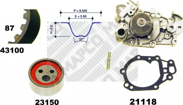 Mapco 41100 - Водна помпа+ к-кт ангренажен ремък vvparts.bg