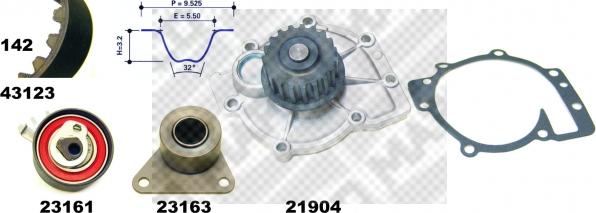 Mapco 41123 - Водна помпа+ к-кт ангренажен ремък vvparts.bg