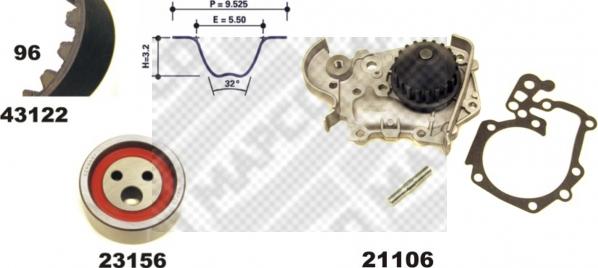 Mapco 41122/1 - Водна помпа+ к-кт ангренажен ремък vvparts.bg