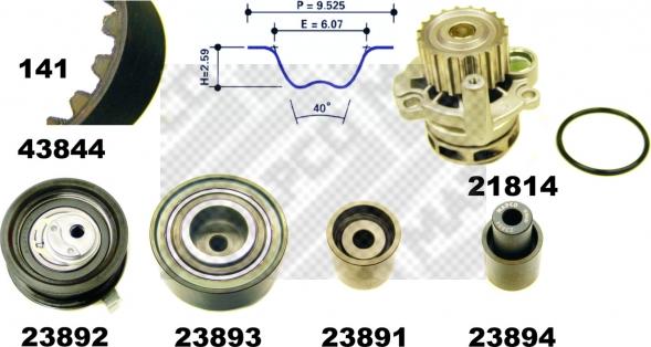 Mapco 41844 - Водна помпа+ к-кт ангренажен ремък vvparts.bg