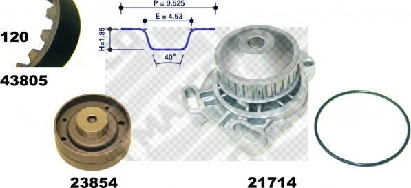 Mapco 41805 - Водна помпа+ к-кт ангренажен ремък vvparts.bg