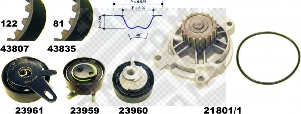 Mapco 41819/1 - Водна помпа+ к-кт ангренажен ремък vvparts.bg