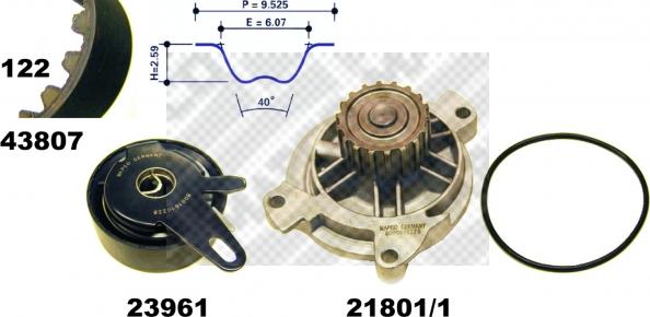 Mapco 41839/1 - Водна помпа+ к-кт ангренажен ремък vvparts.bg