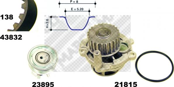 Mapco 41832 - Водна помпа+ к-кт ангренажен ремък vvparts.bg