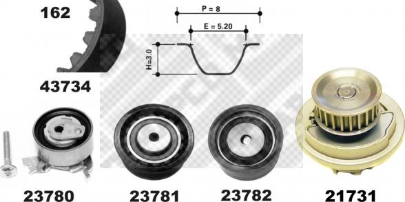 Mapco 41739/1 - Водна помпа+ к-кт ангренажен ремък vvparts.bg