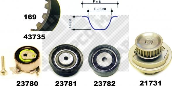 Mapco 41735 - Водна помпа+ к-кт ангренажен ремък vvparts.bg