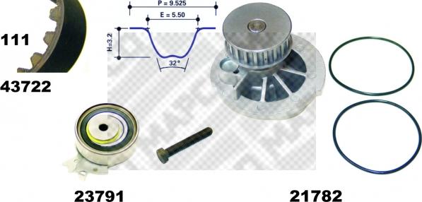 Mapco 41722/1 - Водна помпа+ к-кт ангренажен ремък vvparts.bg