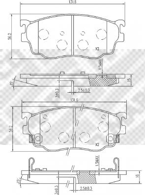 Mapco 6743 - Комплект спирачно феродо, дискови спирачки vvparts.bg