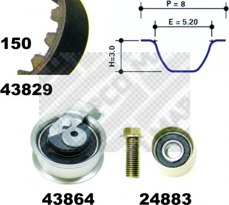 Mapco 23901 - Комплект ангренажен ремък vvparts.bg