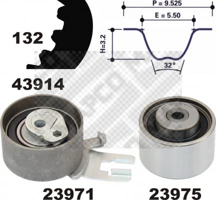 Mapco 23914 - Комплект ангренажен ремък vvparts.bg