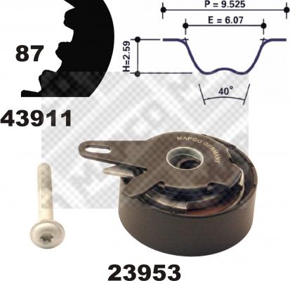 Mapco 23911 - Комплект ангренажен ремък vvparts.bg