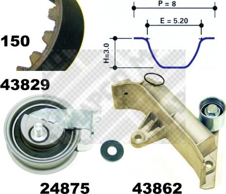 Mapco 23913 - Комплект ангренажен ремък vvparts.bg