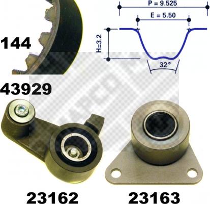 Mapco 23929 - Комплект ангренажен ремък vvparts.bg