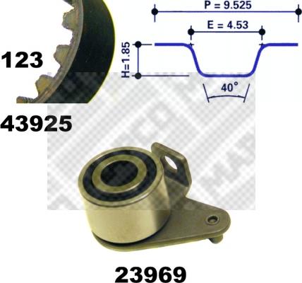 Mapco 23925 - Комплект ангренажен ремък vvparts.bg