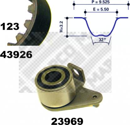 Mapco 23926 - Комплект ангренажен ремък vvparts.bg