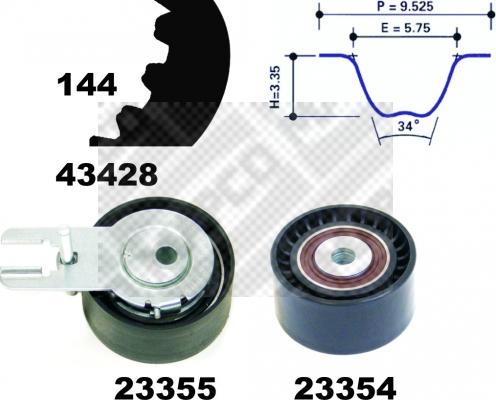 Mapco 23400 - Комплект ангренажен ремък vvparts.bg