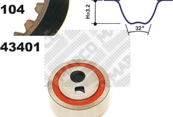 Mapco 23401 - Комплект ангренажен ремък vvparts.bg