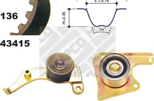 Mapco 23415 - Комплект ангренажен ремък vvparts.bg