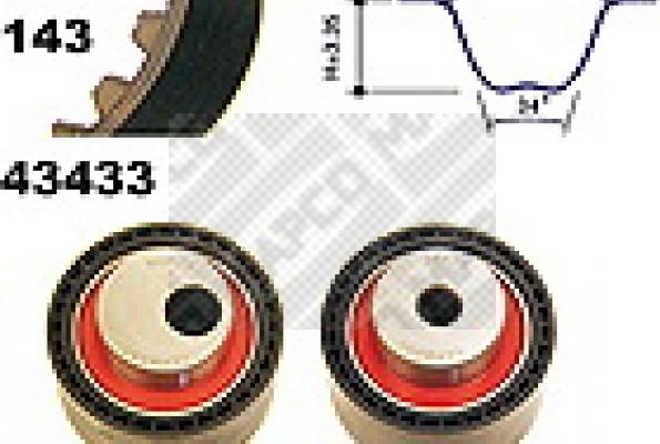 Mapco 23433 - Комплект ангренажен ремък vvparts.bg