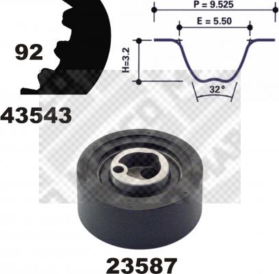 Mapco 23543 - Комплект ангренажен ремък vvparts.bg