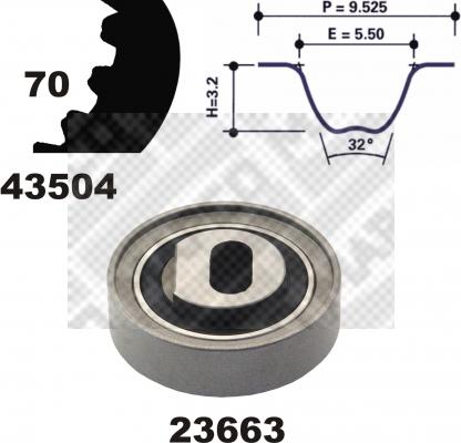 Mapco 23504 - Комплект ангренажен ремък vvparts.bg