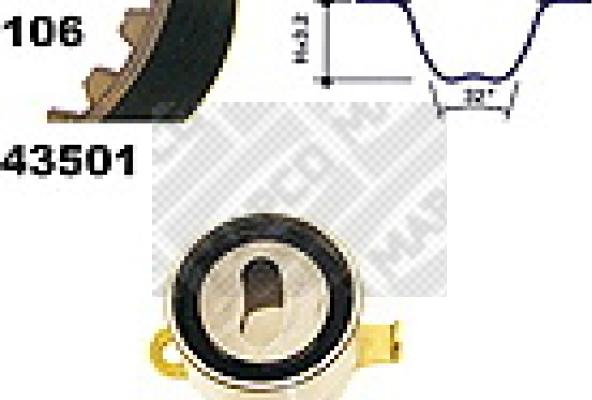 Mapco 23501 - Комплект ангренажен ремък vvparts.bg